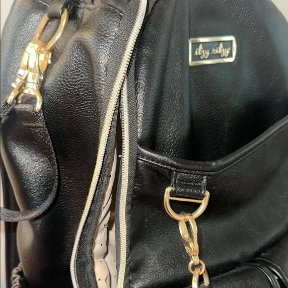 Itzi Ritzi Diaper Bag Backpack Black and Gold, Large Capacity Boss Baby Bag - Picture 9 of 10
